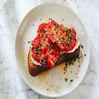 Tomato Toast with Chives and Sesame Seeds image
