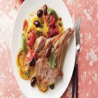 Broiled Pork Chops With Yellow-Pepper Puttanesca_image