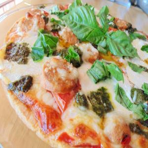 Margherita Pizza with Sausage and Pesto image