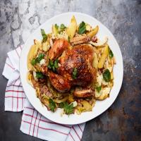 Roast Chicken with Smothered Cabbage, Bacon, and Potatoes_image