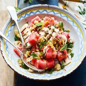 Griddled halloumi with watermelon & caper breadcrumbs_image