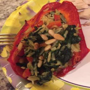 Roasted Red Peppers Stuffed w/ Spinach and Rice Recipe_image