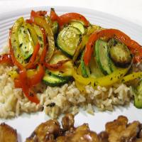 Easy Brown Rice With Peppers and Zucchini image