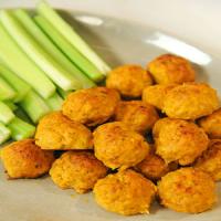 Mini Spicy Buffalo Chicken Balls with Blue Cheese and Hot Sauce image