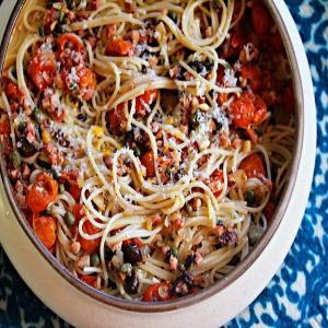 Oven-Roasted Tomato Sauce With Salami, Olives, and Pecorino_image