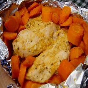 Honey-Mustard Chicken With Glazed Baby Carrots image