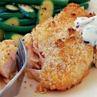 Lemon crusted salmon with herby new potatoes & green beans image