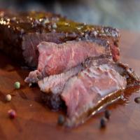 Grilled New York Strip Steak with Five-Peppercorn Sauce image