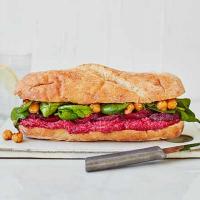 Beetroot, hummus & crispy chickpea sub sandwich_image