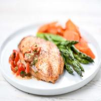 White Wine Chicken Scaloppine with roasted asparagus and carrots_image
