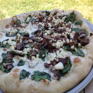 Spinach, Mushroom, Red Onion and Goat Cheese Pizza_image