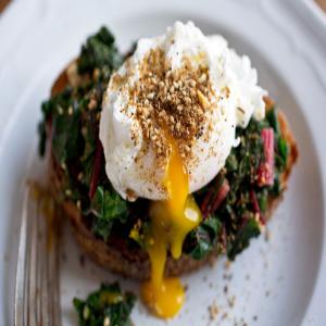 Bruschetta With Chard or Spinach, Poached Egg and Dukkah_image