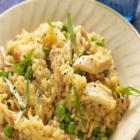 Lemon chicken and pea risotto recipe_image