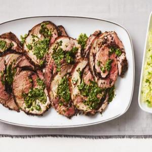 Olive-Stuffed Lamb Roulade with Salsa Verde image