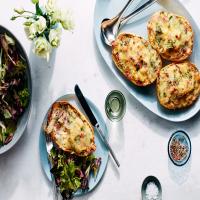 Cheesy Baked Spaghetti Squash Boats with Salami, Sun-Dried Tomatoes, and Spinach image