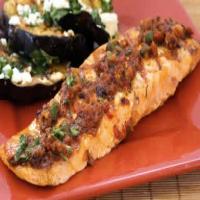 Grilled Salmon w/ sun-dried tomato, Olive, Caper, & Parsley relish Recipe - (4.5/5) image