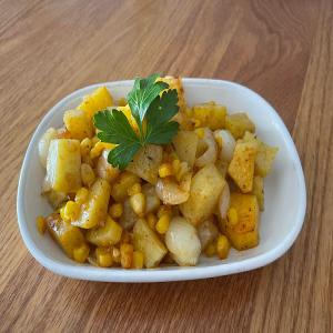 Cajun Roasted Potatoes with Pearl Onions & Corn image