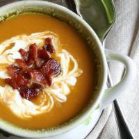 Spicy Roasted Butternut Squash, Pear, and Bacon Soup image