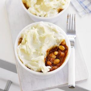 BBQ beans with mashed potato tops image