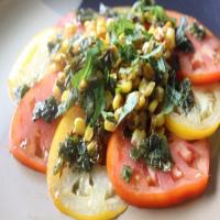 Sliced Tomatoes With Corn and Basil image