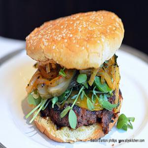 Ottoman Empire Burger with Roasted Red Pepper Sauce & Mint Grilled Onions Recipe - (4.8/5)_image