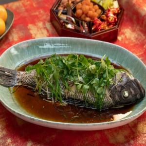 Steamed Fish with Seasoned Soy Sauce and Scallion image