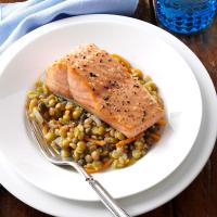 Broiled Salmon with Mediterranean Lentils image
