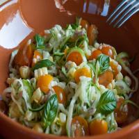 Zucchini Pasta with Sungold Tomatoes, Corn and Sunflower Seeds_image