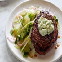 Dijon Balsamic Steak Salad with Blue Cheese Butter image