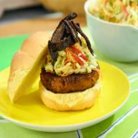 Asian Style Veggie Burger with Portobello Bacon and Napa Slaw image