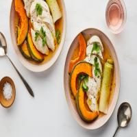 Poached Chicken Breast with Kabocha Squash and Leeks image