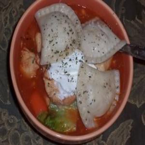 Paprika Chicken Stew With Potato Pierogies_image