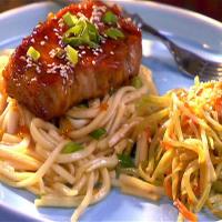 Pork Chops with Orange Soy Glaze and Udon Noodles image