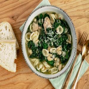 Brothy Pasta with White Beans, Tuna and Kale image