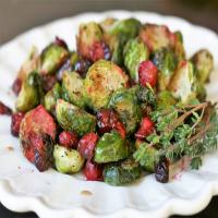 Thyme-Roasted Brussels Sprouts with Fresh Cranberries image