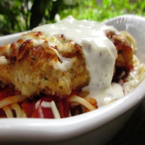 Baked Chicken Parmesan over Pasta image