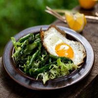 Pan-Seared Asparagus Salad With Frisée and Fried Egg image