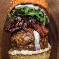 Goat Cheese-Stuffed Lamb Burgers with Caramelized Red Onions image
