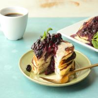 Blueberry Brown Sugar Pancakes With Maple Glaze image