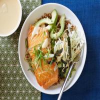 Wheat Berry Bowl with Salmon and Miso Sauce_image