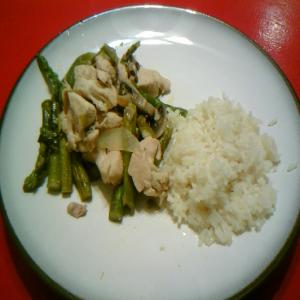 Lemon Chicken and Asparagus Over Rice image