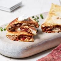 Stewed Chicken, Refried Beans and Oaxaca Cheese Quesadillas image