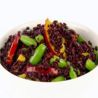 Black Forbidden Rice with Peaches and Snap Peas_image