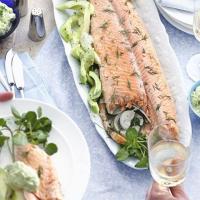 Foil-poached salmon with dill & avocado mayo image