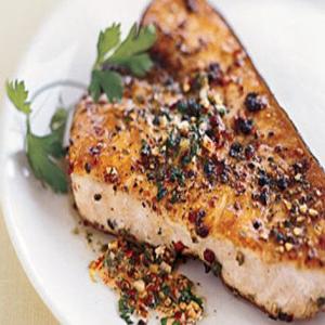 Pan-Roasted Swordfish Steaks with Mixed-Peppercorn Butter_image