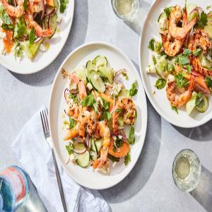 Grilled Shrimp Salad With Melon and Feta_image