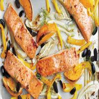 Salmon with Fennel, Bell Pepper, and Olives image