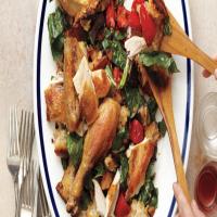 Roast Chicken with Broiled-Vegetable-and-Bread Salad_image