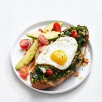 Open-Face Egg and Collards Sandwiches image