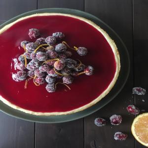 Cheesecake with Cranberry Glaze and Sugared Cranberries_image